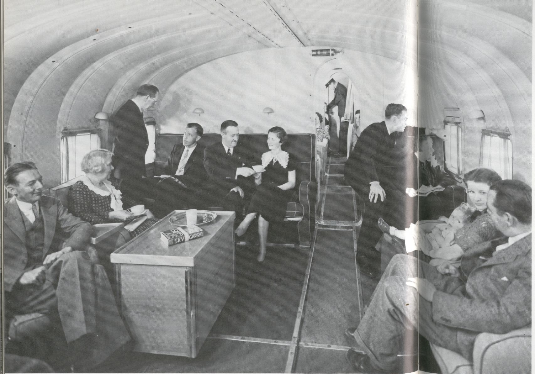 1930s Tea time in the main cabin of a Martin M130 flying boat